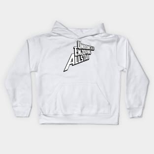 unironically enjoying allstar white text black outline Kids Hoodie